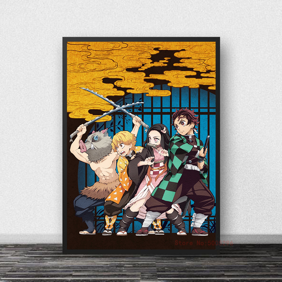 Toile Demon Slayer – Quatuor de héros